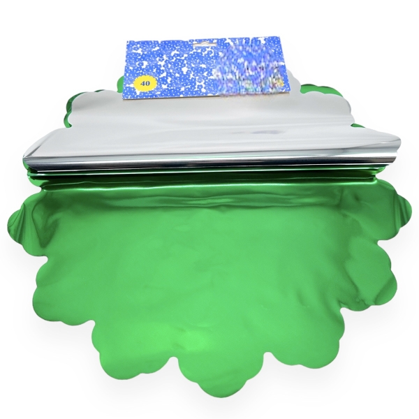 Celofan Rotund 40CM Metalizat Verde cu Argintiu